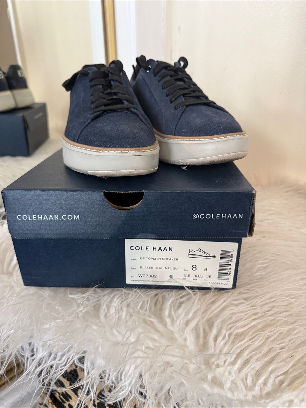 Cole Haan Blazer Blue Suede Sneakers with White Sole